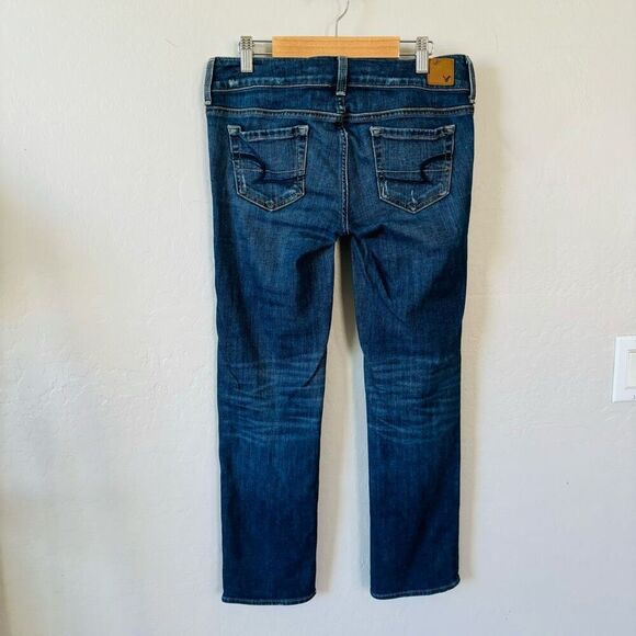 American Eagle straight leg Artist jeans low rise dark wash size 0 ankle length - Picture 2 of 8